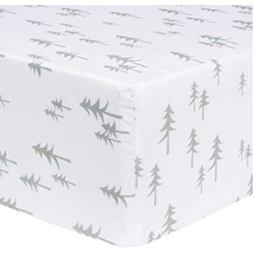 Trend Lab Pine Trees Fitted Crib Sheet for Baby Mattress, Made of 100% Cotton, Fits a Standard 28 x 52 in Crib Mattress