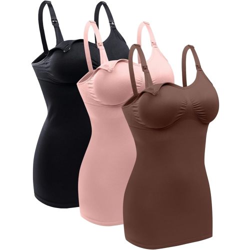 BRLIDO Womens Nursing Tank Tops Built in Bra for Breastfeeding Maternity Camisole Brasieres