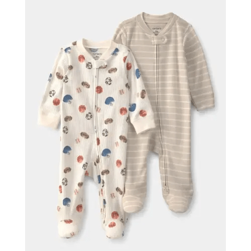 Baby Boy 2-Pack Sports Sleep & Play Pajamas - Ivory/Tan | Carter's