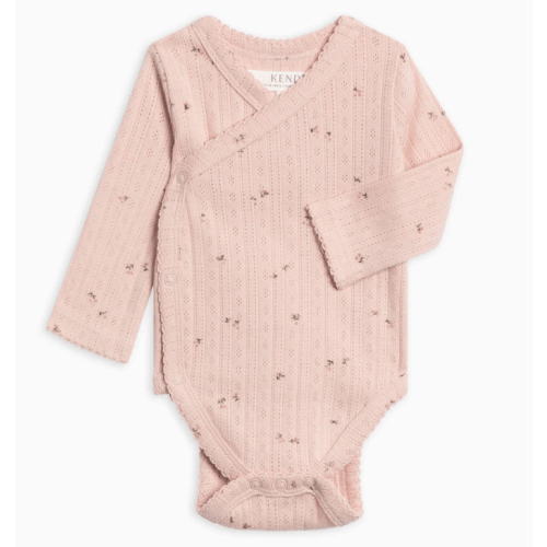 Hilda Brushed Back Pointelle Long Sleeve Kimono Bodysuit