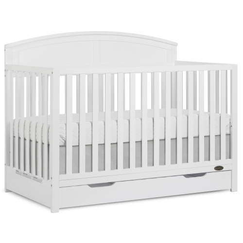 Dream On Me Storybrooke 5 in 1 Convertible Crib with Under Drawer, White