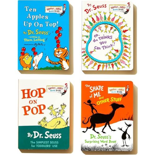 The Little Blue Boxed Set of 4 Bright and Early Board Books: Hop on Pop; Oh, the Thinks You Can Think!; Ten Apples Up On Top!; The Shape of Me and Other Stuff Board book – August 7, 2012