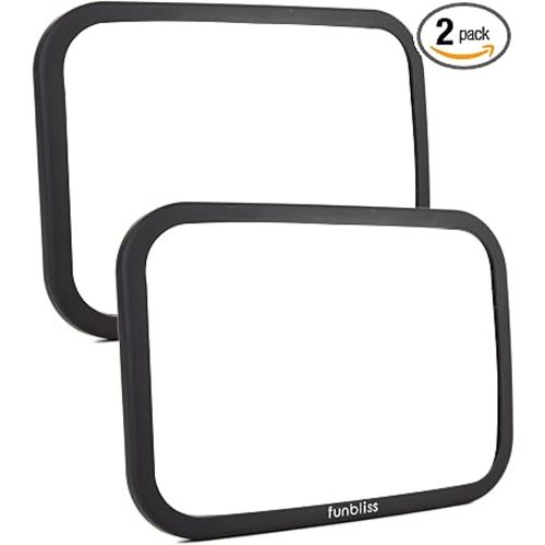 Funbliss 2-Pack Baby Car Mirror - Shake-Proof & Shatterproof, 360° Adjustable Angle, Clear Wide View for Rear-Facing Infants, Easy Install, Perfect Baby Travel Gear & Carseat Accessories