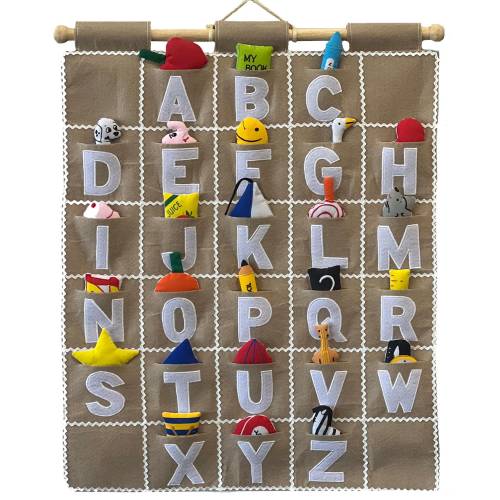 ABC Alphabet Wall Hanging (Tan) Early Education Chart for Toddler Preschoolers by Pockets of Learning