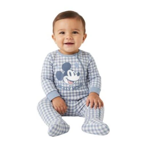 Baby Boys' Mickey Check Pattern Sleep and Play Coverall