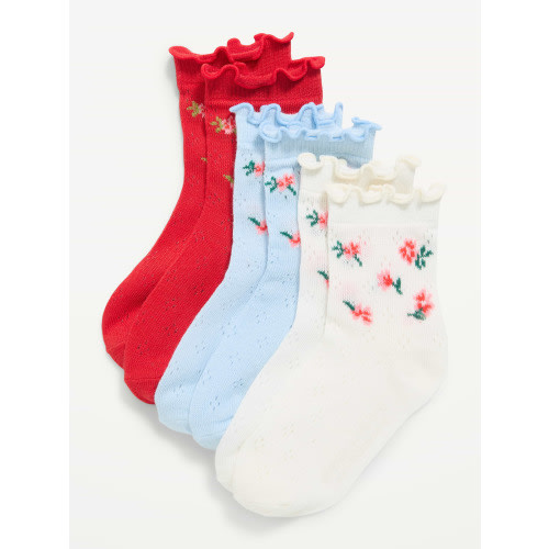 Ruffled Pointelle-Knit Crew Sock 3-Pack for Toddler & Baby
