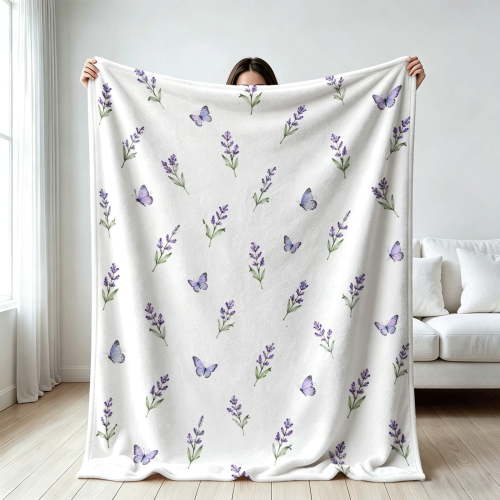 Purple Lavender Butterfly blanket for women，Soft Flannel Throw Blanket, gift for Birthday, Valentine's Day, Mother's Day, Christmas, Holiday, Anniversary, Four Seasons Universal