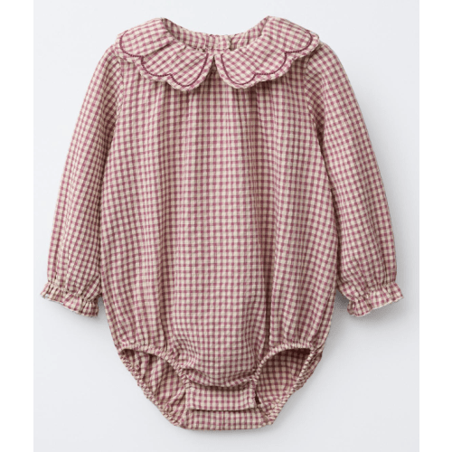 GINGHAM ROMPER - Dark pink | ZARA United States