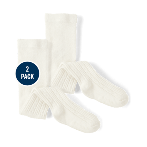Baby And Toddler Girls Cable Knit Tights 2-Pack - WHITE | The Children's Place