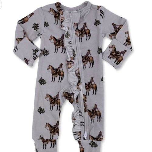 Cowgirls & Cactus -Ruffled- Folding Feet Jammies – Cowkid Clothing Company