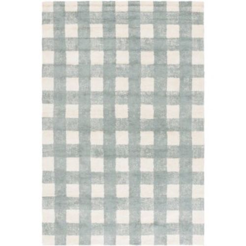Easy Care ECR216 Machine Washable Hand Woven Indoor Accent Rug - Ivory/Teal - 4'x6' - Safavieh