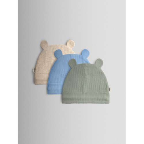 JoJo Maman Bébé Green 3-Pack Bear Hat 0-3mos