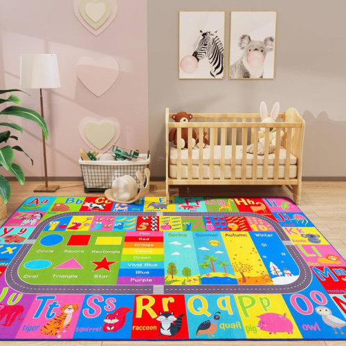 Mason & Marbles Kids Educational Rug, Kids Collection Area Rug For Learning Alphabet, Numbers, Colors, Season And Animal Words, Playmat For Classroom Playroom | Wayfair