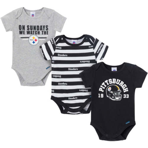 3-Pack Baby Boys Pittsburgh Steelers Short Sleeve Bodysuits