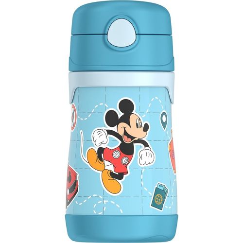 Thermos Baby 10 oz. Stainless Steel Bottle with pop-up straw, Mickey and Friends