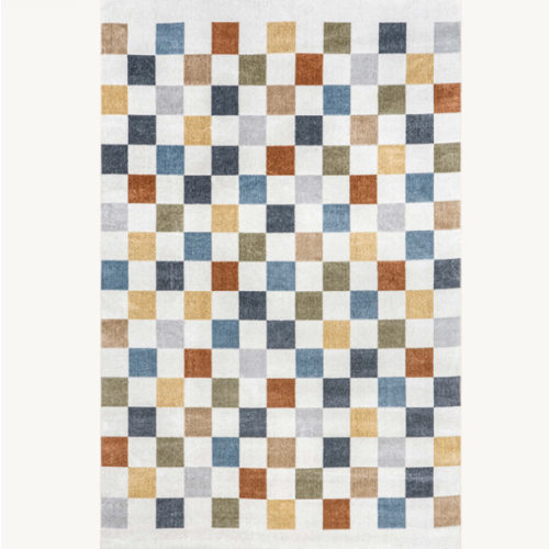 Carina Colorful Checkered Washable Rug | Multicolor – Rugs USA
