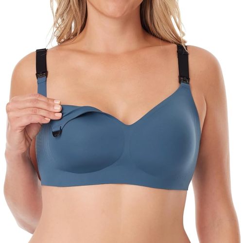 Momcozy Nursing Bras for Breastfeeding, 3.0 Jelly Strip Lift Support Maternity Bra, Seamless Soft Wirefree Pregnancy Bra