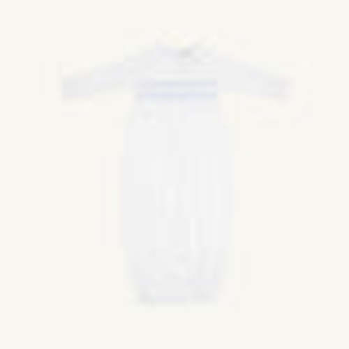Smocked Greeting Gown - White with Blue | 0-3 M