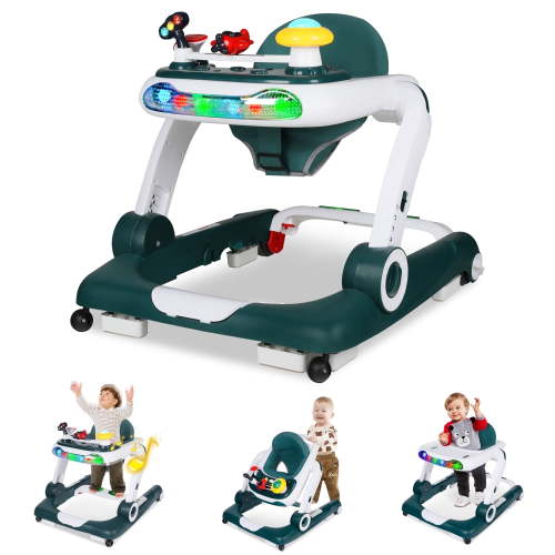 AILEEKISS Musical Baby Walker with Wheels, Toddler Activity Music Bouncer Walker, Green