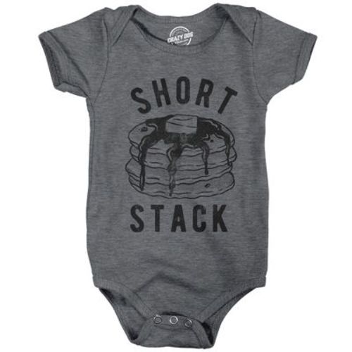 Baby Bodysuit Short Stack Jumper Funny Breakfast Pancakes Food Graphic Novelty Infant Clothes - Crazy Dog Baby Bodysuit For Foodies Dark Grey 6 Months