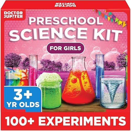 Doctor Jupiter Preschool Science Kit for Kids Ages 3-5 | Toddler Learning Activities, Birthday Gift Ideas for 3-4-5 Year Old Girls | Learning & Educational Toy STEM Kit with 100+ Experiments