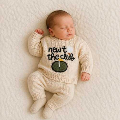 New to the Club Sweater, Baby Boy Golf Outfit, Newborn to 3 Years, Baby Shower Gift, Toddler Knit Sweater, First Golf Outfit