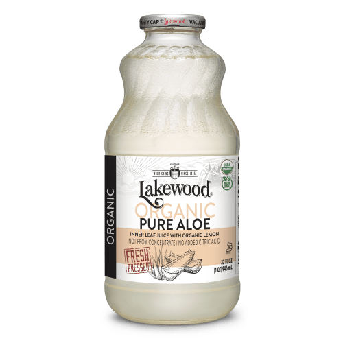 Lakewood Organic Pure Aloe Inner Leaf Juice with Organic Lemon, Not from Concentrate, Fresh Pressed 32 fl oz