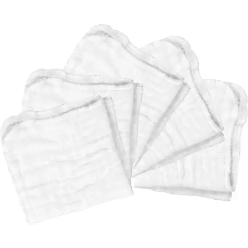 green sprouts Reusable Muslin Cloths made from Organic Cotton (5 pack) |Reusable Baby Wipes | Without Formaldehyde or Azo Dyes | Multi-purpose, Pre-Washed, Machine Washable One Size, White Set, 5 pack
