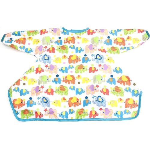 Waterproof Bibs with Long Sleeve for Baby, Baby Led Weaning Bib Coverall attaches to highchair, Handy to Carry