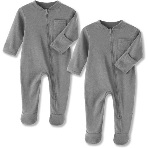 Eleven's Kingdom Baby Kids Sleep and Play,Baby Cotton Pajamas with Mitten Cuffs, 2 Way Zipper Footed Sleeper 0-12 Month