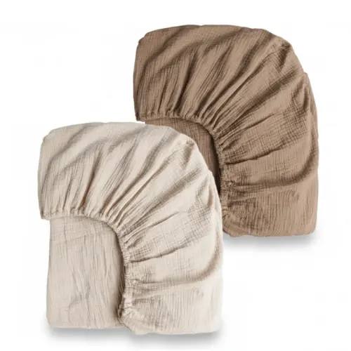 2-Pack Crib & Playard Muslin Sheets, Deep Pocket, 360° Elastic Fit