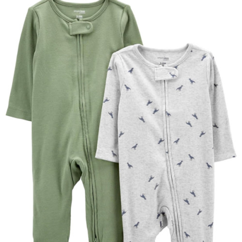 Simple Joys by Carter's Unisex Baby 2-Pack 2-Way Zip Textured Sleep and Play