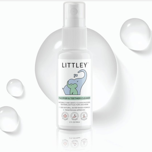 Littley Pacifier & Teether Cleaner with Hypochlorous Acid, Non-Toxic & Alcohol-Free, Gentle Formula for Cleaning Baby & Toddler Essentials, 2oz Travel-Size Spray Bottle