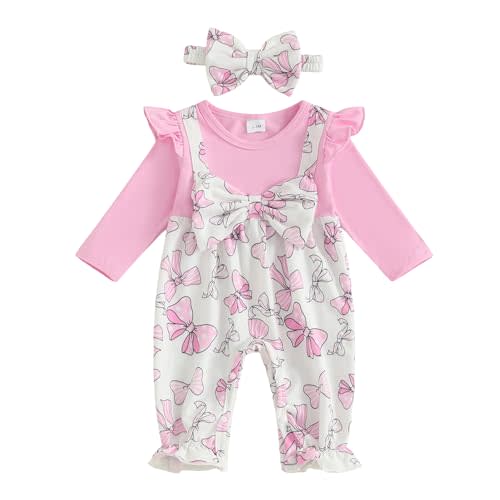 YINGISFITM Newborn Baby Girl Clothes Long Sleeve Romper One Piece Jumpsuit Fall Winter Infant Outfits 0 3 6 9 12 18 Months
