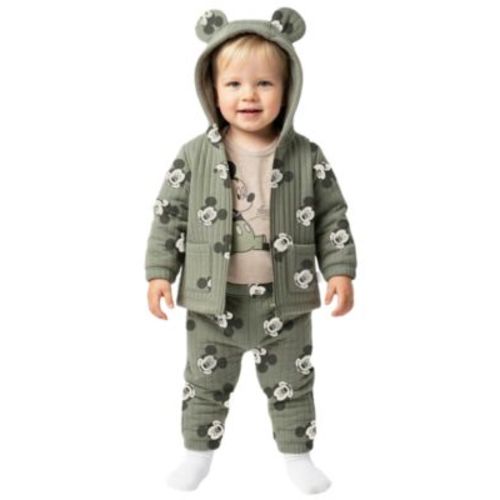 Baby Boys' Mickey Mouse Jacket, Short-Sleeve Bodysuit & Pants, 3-Piece Set