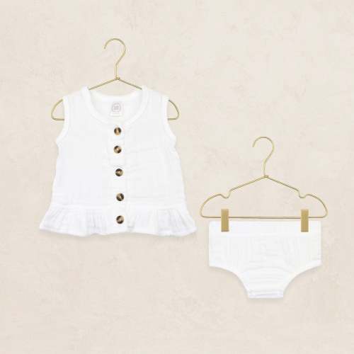 Ruffle Tank + Bloomer Set - White