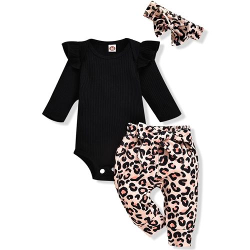 Aalizzwell Preemie Newborn Infant Baby Girls Clothes Ribbed Romper Bodysuit Pants Set Fall Winter Outfits