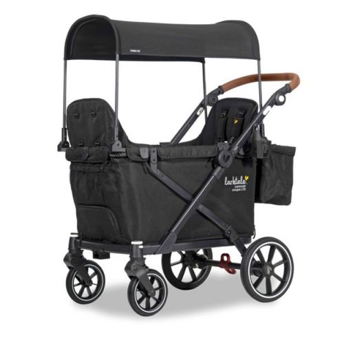 Larktale Caravan Coupe LTE Ultra Compact Stroller Wagon for 1-2 Kids - Byron Black: Double Configuration, Baby 5-Point Harness, Rubber Tires