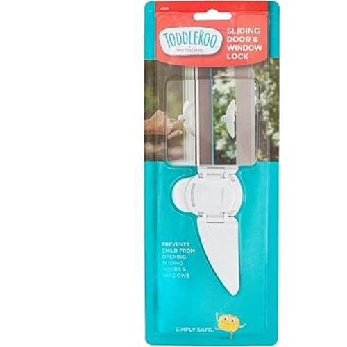 Toddleroo by North States - Sliding Door & Window Lock for Baby Proofing: Sliding Door Lock for Child Safety - Pack of 1 - White