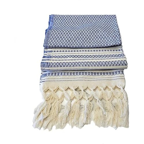 ALKIMIA INC Mexican Handmade Cotton Dotted Rebozo Shawl (Blue)