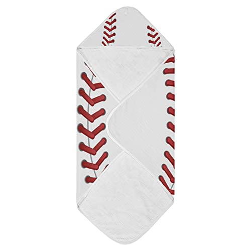WELLDAY Sport Baseball Print Baby Towel Ultra Soft Hooded Towels for Babies - Ultra Absorbent Cotton Bath Towels 35x35 Inch