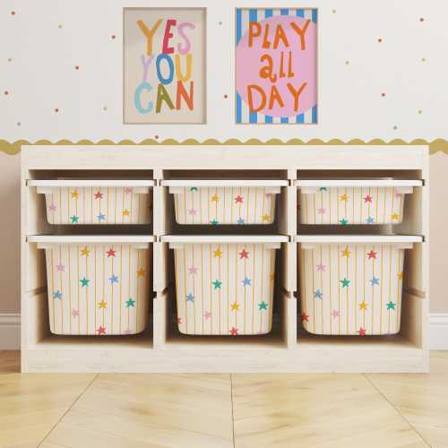 Poppy Stars + Stripes Storage Bin Stickers // IKEA Trofast Decal /  IKEA Storage Hack / Playroom Cubby Stickers