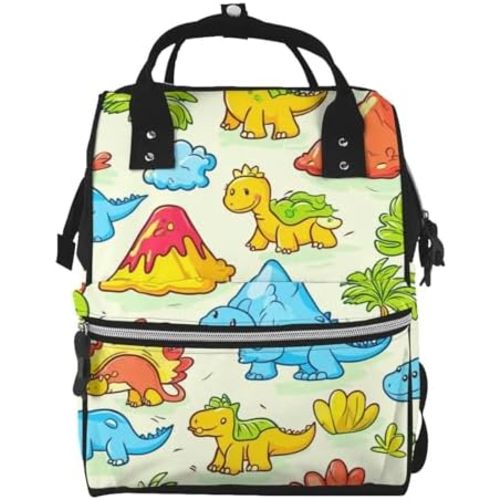 Diaper Bag Backpack for Moms and Dads – Waterproof Baby Changing Backpack with Changing Pad, Insulated Bottle Holders & Large Capacity – Multi-Function Travel Baby Bag Dinosaur