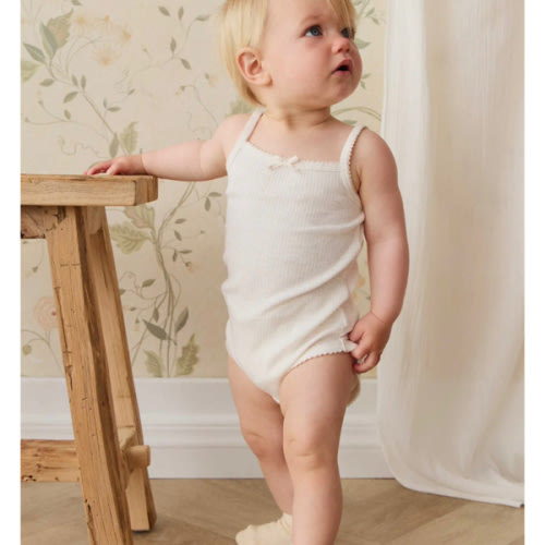Organic Cotton Modal Singlet Bodysuit - Parchment – Jamie Kay USA