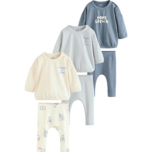 6-Pack Assorted Long Sleeve Cotton T-Shirt & Leggings Set, 6-9M