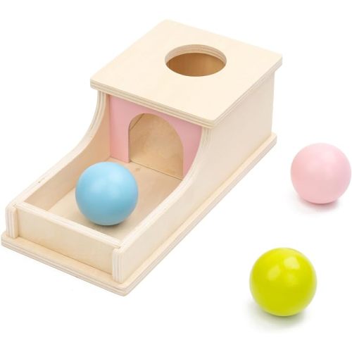 Montessori Toys for Babies 6-12 Months Object Permanence Box Wooden Ball Drop Toy Play for 6 Month 1 2 3 Year Old Toddlers Infant Early Age Toy