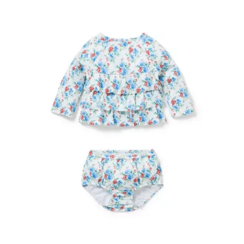 Baby White Floral Baby Recycled Floral Rash Guard 2-Piece Swimsuit by Janie and Jack