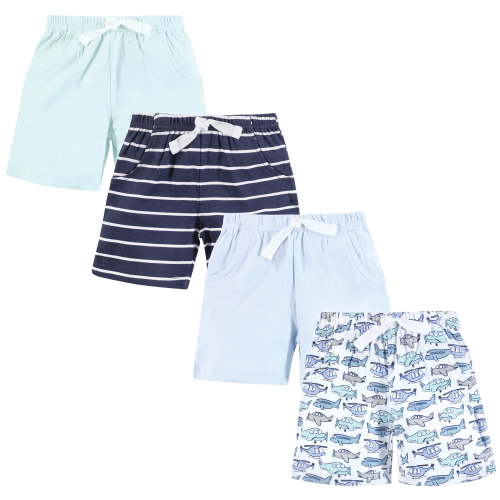 Hudson Baby Infant Boys Shorts Bottoms 4-Pack, Born To Fly, 3-6 Months
