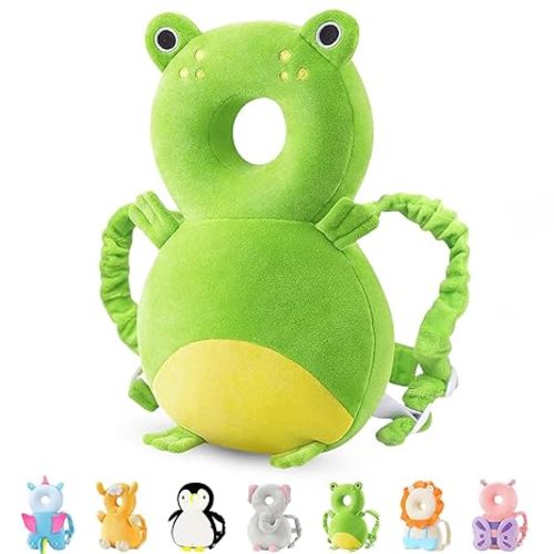 JunNeng Baby Head Protector Backpack, Toddler Walking Fall Head Protection, Green Frog