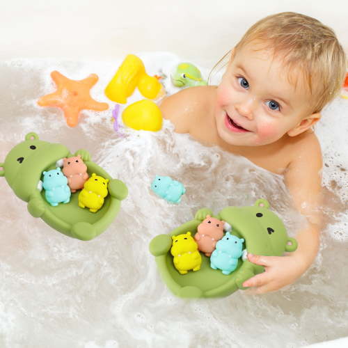 Deeceymbur Mini Rubber Hippo Bath Toys Baby Bathtub Hippopotamus the Tiny Toy Angry Control Family Figurine Kids Little Miniature Mother Pool Sad Tails Workbench